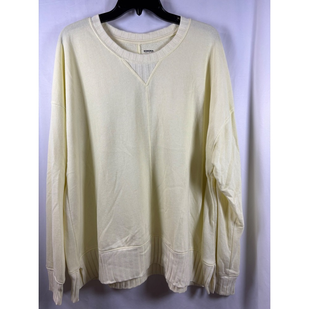 Sonoma Goods For Life Womens XL Pale Yellow Center Seam Relaxed Sweatshirt